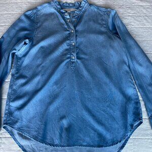 LOFT Pearl Button-Up Long-Sleeve Cotton Blouse